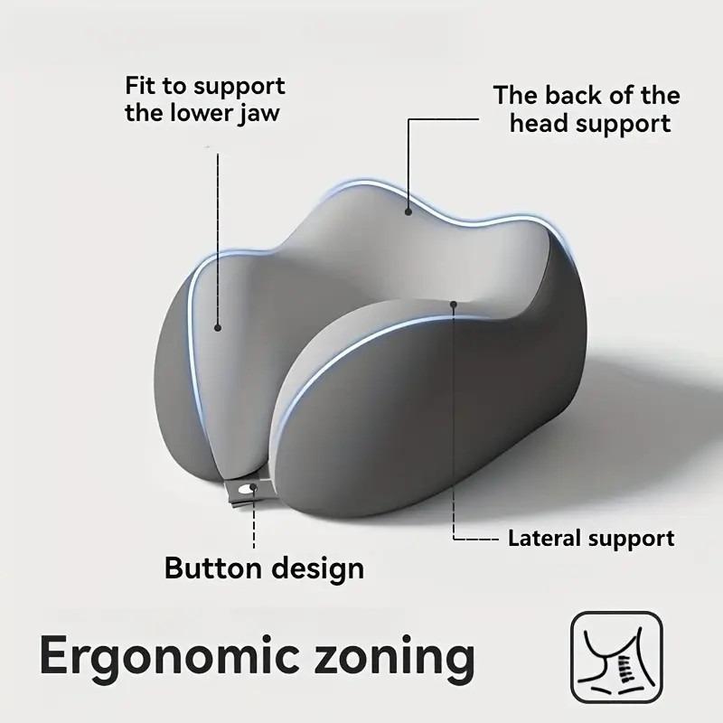 Travel Neck Pillow Memory Foam U-Shaped Soft Portable Neck Support Pillow for Airplane Car Home Office Use Ergonomic Designed