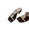 Fashion Hot - Selling Summer Shell - Accent Slides | Stylish Square - Toe Flat Sandals for Casual Looks