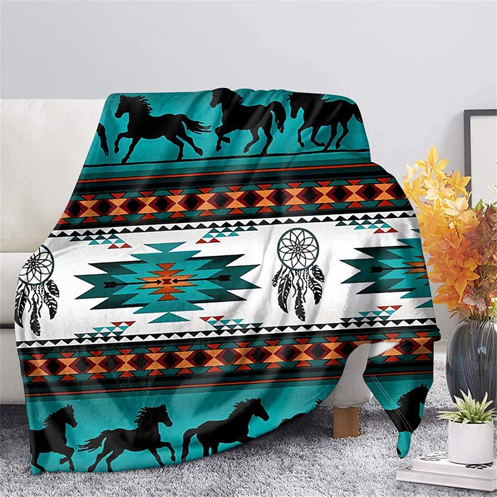 Ethnic Elephant Tribal Stylized Ornament Soft Throw Blanket Lightweight Flannel Blanket for Couch Bed Sofa Travelling Camping for Kids Adults