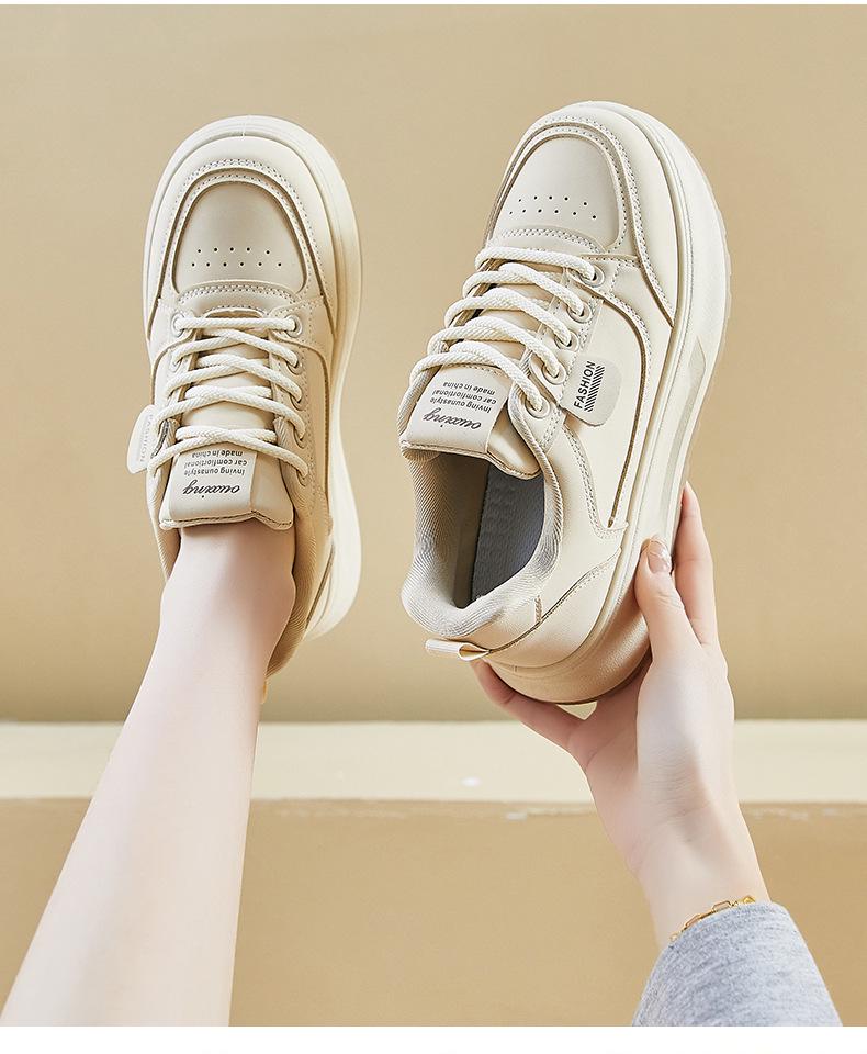 2025 Spring White Korean Style Women's Height-Boost Sneakers Q5615