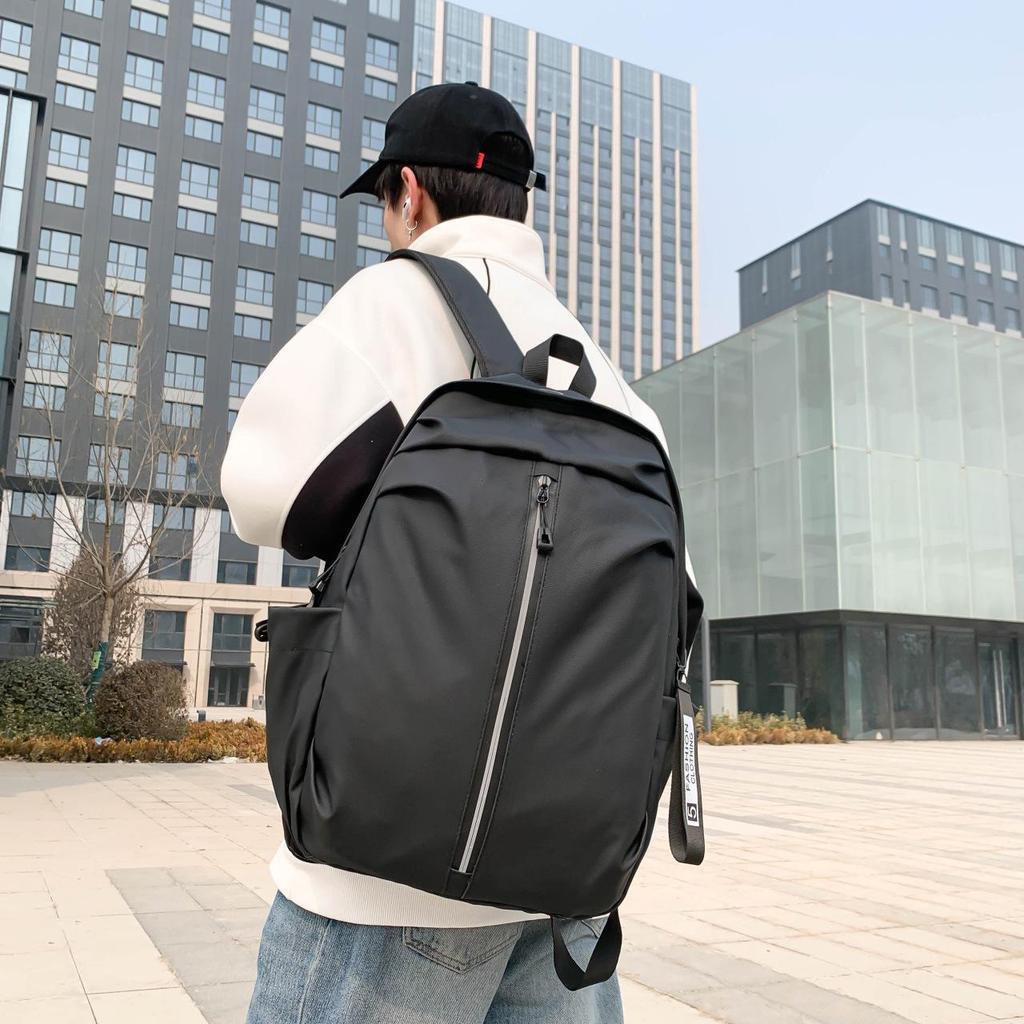 Men's Simple Solid Color Fashion Backpack for Business, Casual, and Travel with Laptop Compartment