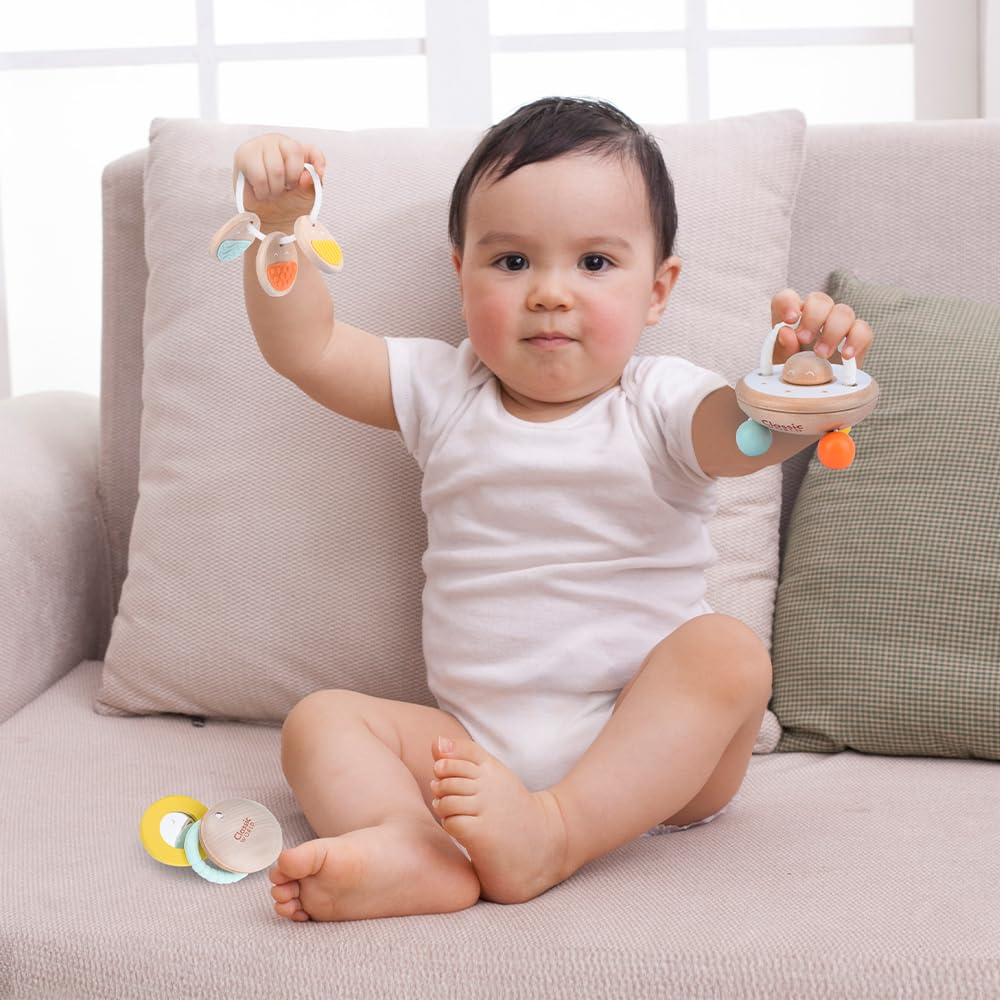 Classic World Macaron Wooden Rattle Perfect for Baby Baby and Educational Gifts for Girls and Boys Perfect for Half and Ideal for Sports and Long