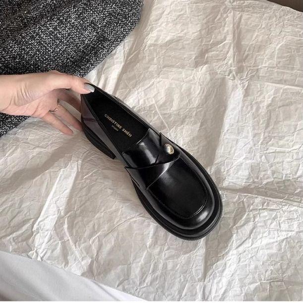 British Small Leather Shoes 2025 Autumn New Gold Coins Doudou Shoes Increase the Height of One Pedal Platform Loafers Women's Ins Tide