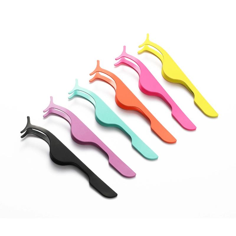 5pcs False Eyelash Tweezers Fake Eye Lash Applicator Eyelash Extension Curler Nipper Auxiliary Clip Clamp Makeup Forceps Tools Supply