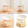 Ceramics Essential Oil Melt Warmer Diffuser Aromatherapist Tealight Candle Burners with Wood Stand for Meditations Room