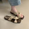 Fashion 2025 Summer New Women's French Retro Gladiator Sandals Ethereal Flat Beach Shoes Bohemian Roman Footwear for Wide Feet