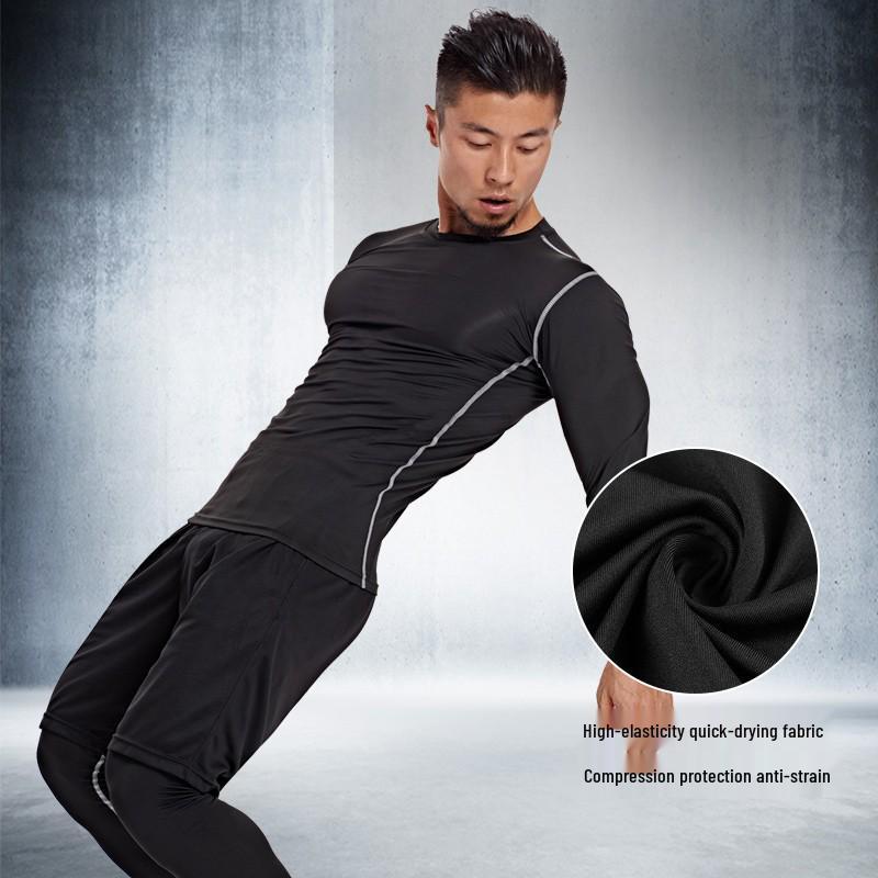 Herren Herbst/Winter Basketball Langarm Fitness Tights - Atmungsaktive, Hochelastische Basisschicht zum Laufen und für Sport