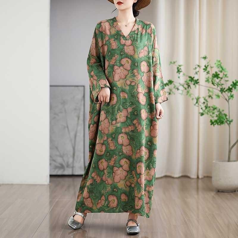 New Floral Vacation Style Travel V-Neck Vintage Dresses