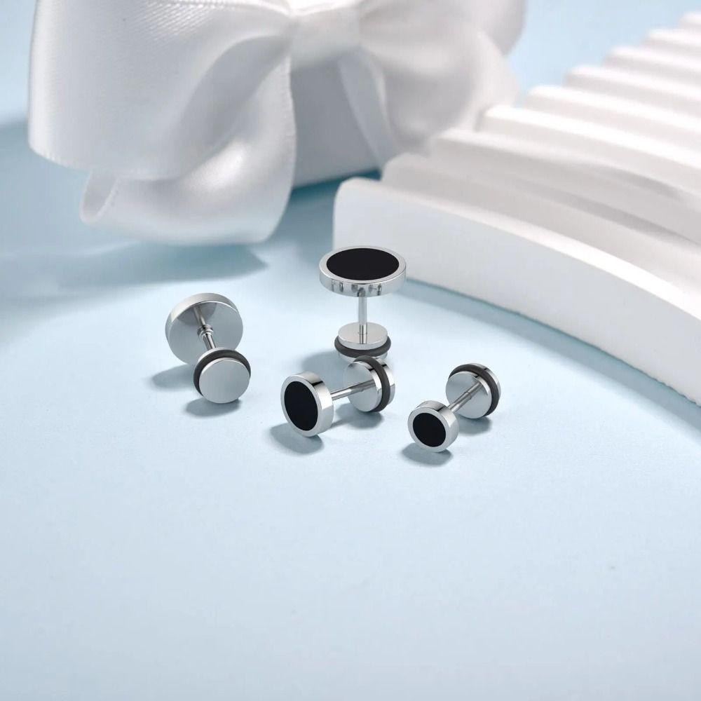 Street Wear Round Black Stud Earrings Korean Style Fashion Stud Earring Retro Hip Hop Earring  Gift