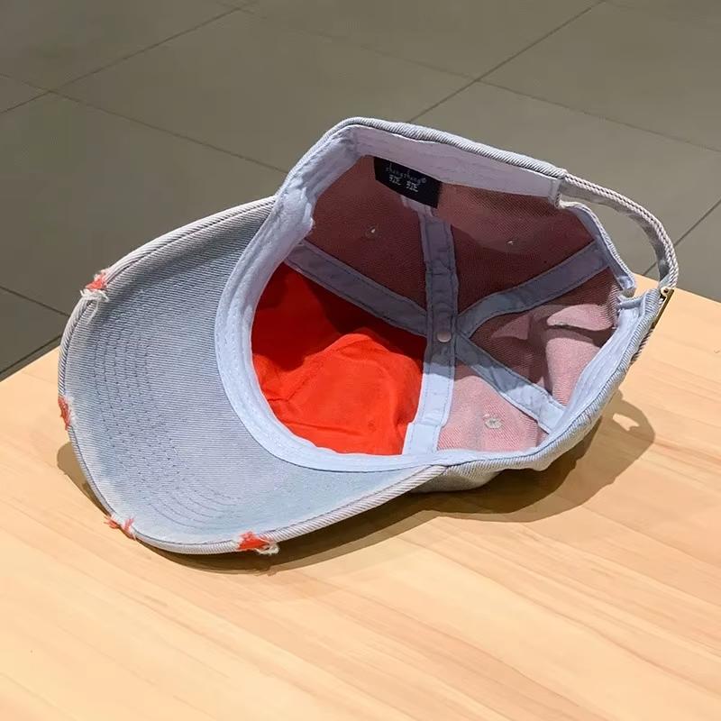 Vintage Denim Baseball Hat for Women Streetwear Hip Hop Holes Snapback Cap Summer Outdoor Sunshade Visors