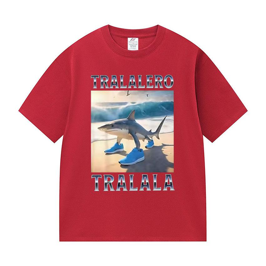 Tralalero Tralala T-shirts Graphiques Meme Requin Drôle Mode Unisexe T-shirt à Imprimé Oversize Unisexe Décontracté T-shirt en Coton Haute Qualité