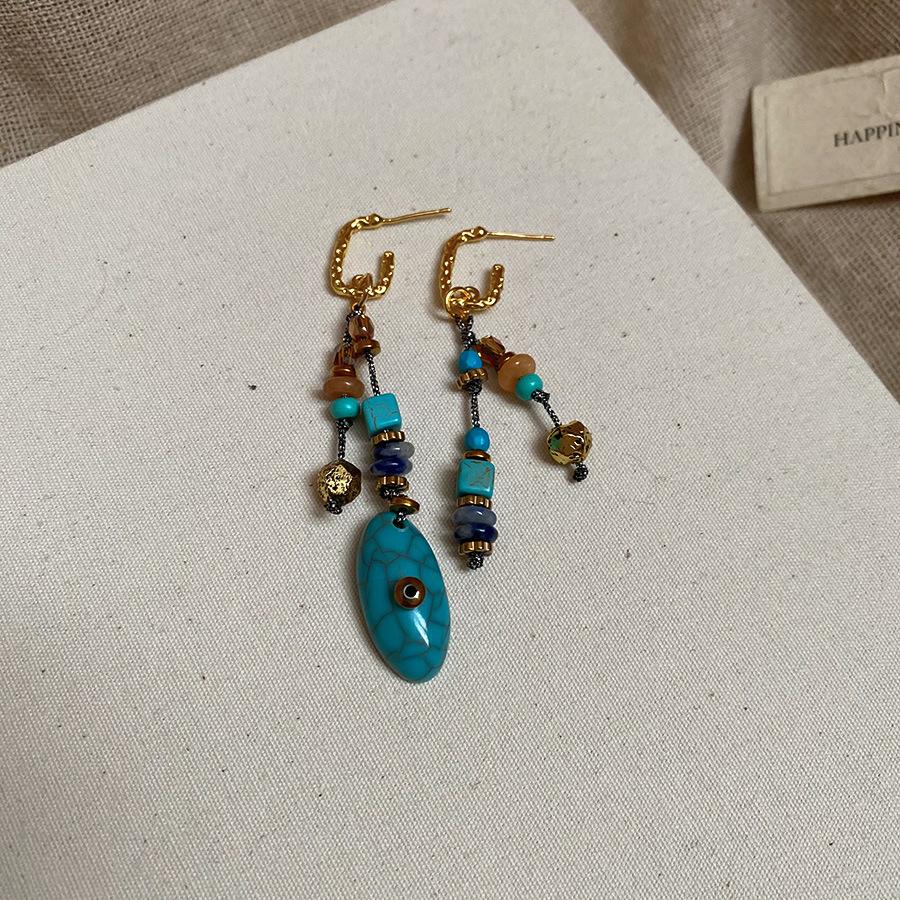 

New Chinese Retro Beaded Earrings Necklace Clavicle Chain Trend Necklace Women