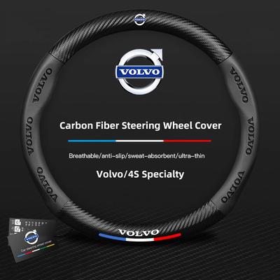 Badge Leather Steering Wheel Cover Car Styling For Volvo XC60 XC40 XC90 V60 V40 XC70 V50 S60 V70 S90 AWD V90 S80 EX30 EX90