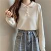 Herbst Koreanische Top Polo Kragen Lose Schlank Langarm Sweatshirt Frühling Sweatshirt