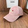 Gentle Girl Wind Flower Embroidery Cap Autumn and Winter New Baseball Cap Big Head Circumference Outdoor Sun Hat