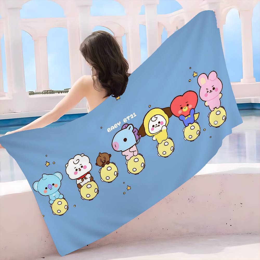 B-Bt-21 Group Cartoon Anime Big Microfiber Beach Towels Quick Dry Towel Sand Beach Towels Pool Towel for Travel Swim Pool Yoga