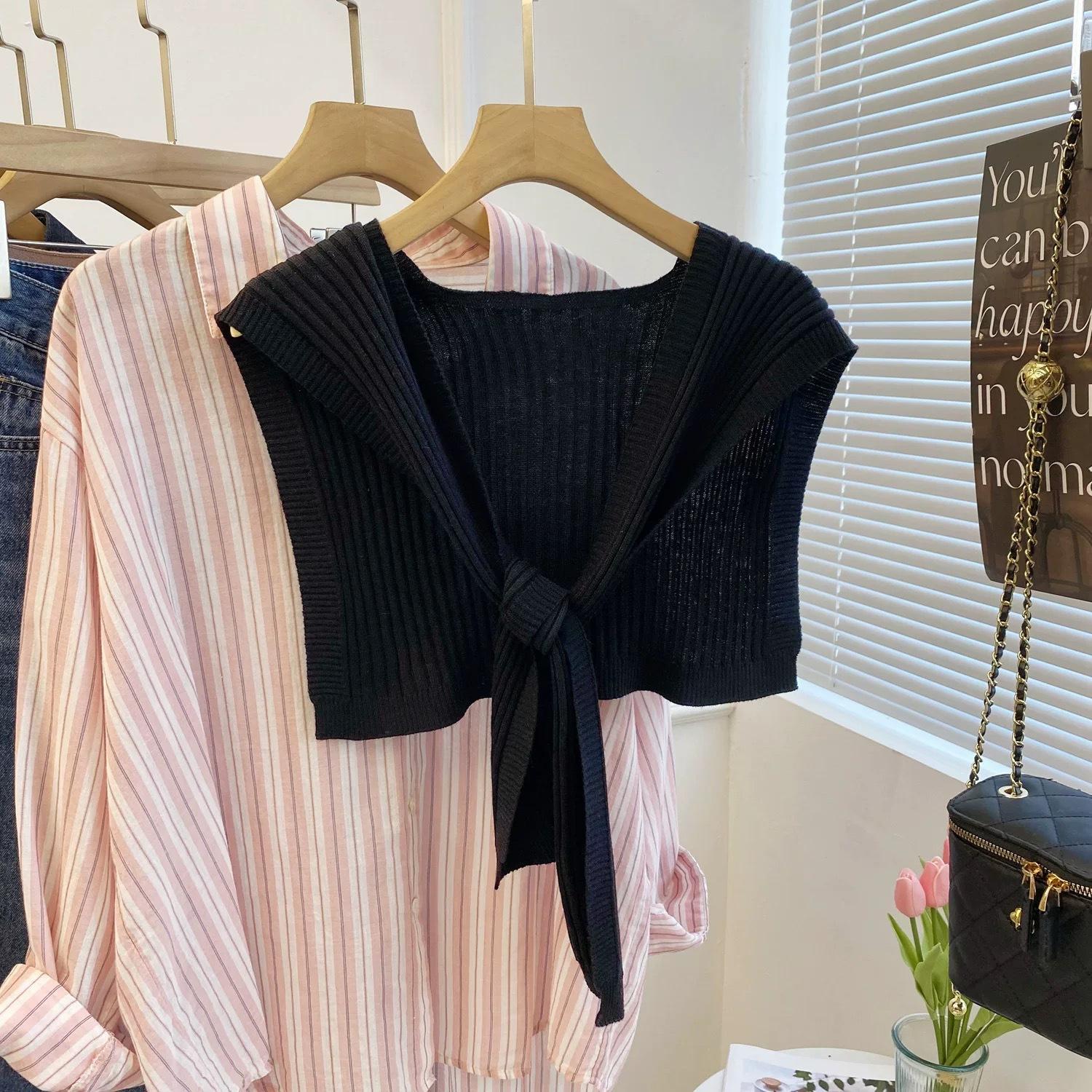 

Толстая шаль, женский вязаный внешний воротник-накидка, универсальный протектор для шеи в помещении с кондиционером, шарф-накидка, шарф-накидка 80-100cm чёрный