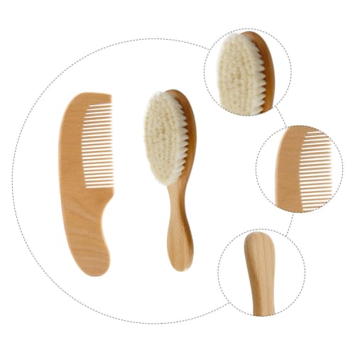 SEWACC 1 Set Toddler/Children's Hair Washing Brush Comb Kit Wooden Comb Wool Brush Set