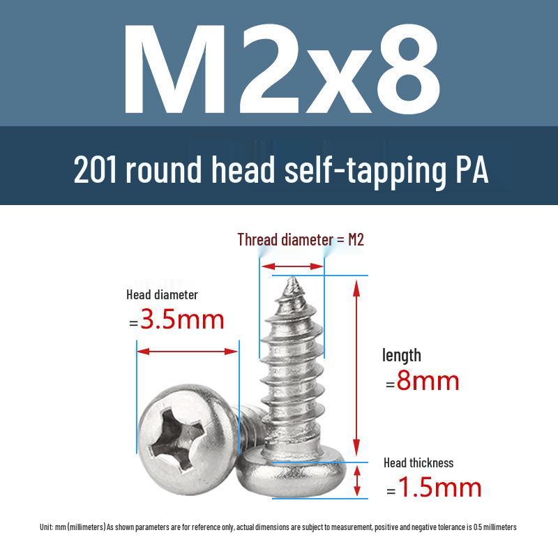 Yigu Yigu 201 Stainless Steel Phillips Round Head Self-Tapping Screws M1.7-M6