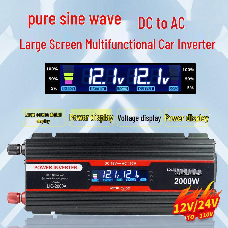 4000W Digital Car Power Inverter 12V/24V to 110V/220V