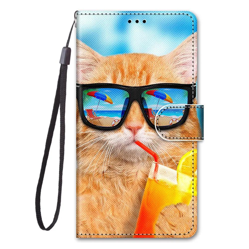 Lovely Cat Wolf Pattern Wallet Flip Cases For iPhone 15 Pro Max 14 Plus 13 12 11 Pro Max Card Holder Stand Phone Book Cover