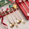 Christmas Dinnerware Set Golden Stainless Steel Spoon and Fork Set Cute Children's Gifts Rice Spoon Fruit Fork Table Accessories