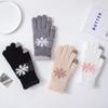 Kadın Kış Eldiven Sıcak Dokunmatik Ekran Esnek Örgü Kar Desen Eldivenler Bayanlar Tam Parmak Açık Moda Eldiven