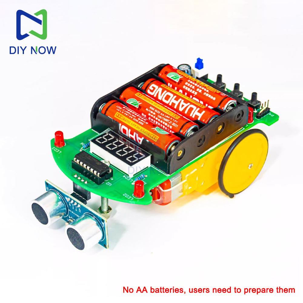 DC 5V Ultrasonic Distance Measurement and Obstacle Avoidance Car Soldering Kit for MCU Smart Cars Electronic DIY Kit No Battery