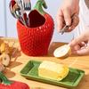 Strawberry Look Kitchen Butter Dish with Bright Finish for Meal Table Styling, Smooth Feel, and Household Serving Use