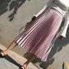 Spring New Solid Color Pleated Skirt Skirt Medium and Long High Waist Skirt