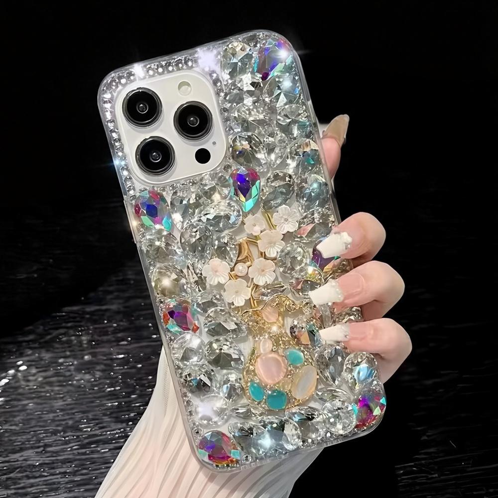 Glitter Rhinestone Phone Case For Honor X60 Pro X50i X30 X50 X40 X30i 5G Bling Crystal Floral Gem Cover