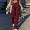 Womens Trendy Casual Streetwear Baggy Cargo Pants With Pockets Wide Leg Trousers Loose Overalls Long Pants