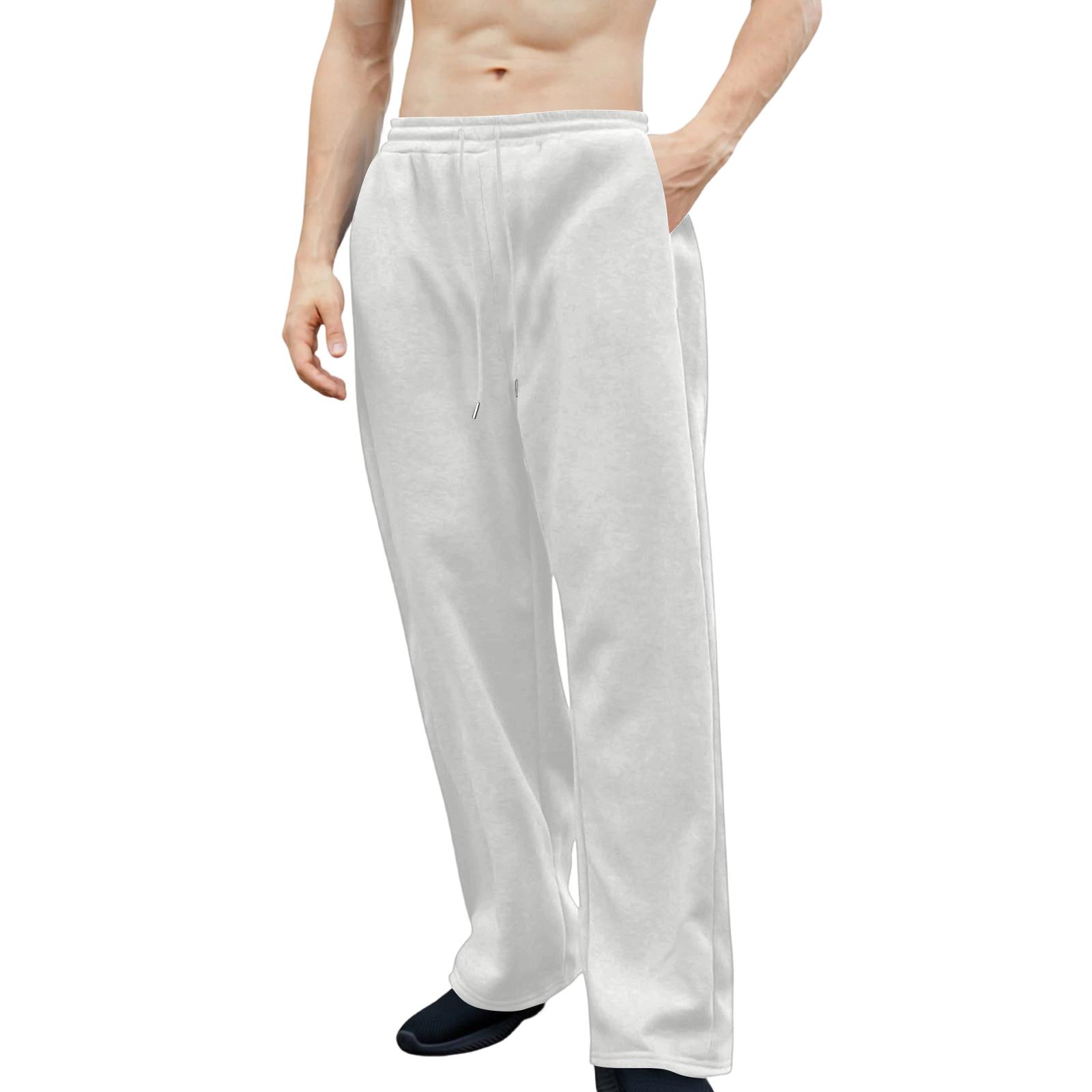 

Men s Sweatpants With Elastic Waistband, Straight And Wide-leg Design, Loose Fit, With Pockets The Waistband. XL білий