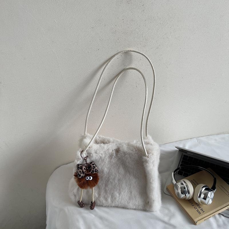 Borsa di peluche Borsa a spalla da pendolare da donna Borsa tote a tinta unita