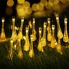 Solar Droplet Shape String Lights, 6.5m 30 LED 8 Modes, Raindrop String Lights, Solar Waterdrop Lights, Gardens, Patio Decor