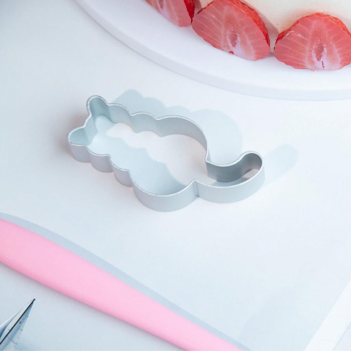 

1 шт. - Мультяшная 3D алюминиевая форма для печенья, торта, переворачивания сахара, серебряная форма в виде кошки, подходит для приготовления печенья