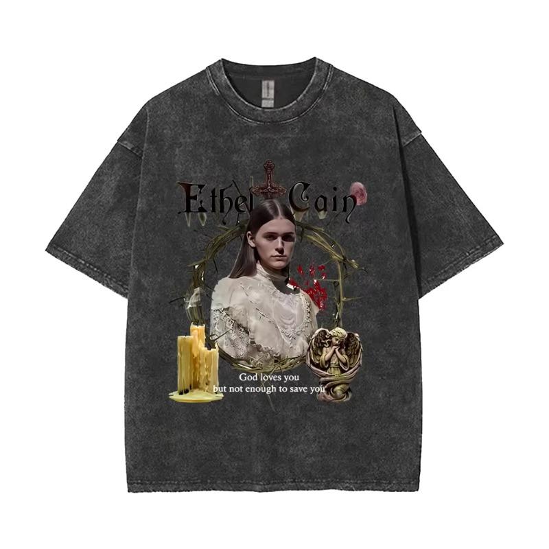 Vintage Daughters of Cain Ausgewaschenes Rundhals-T-Shirt beidseitig bedruckt