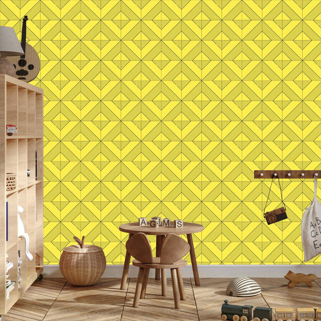 Wallpaper Geometric rhombuses background yellow, center yellow 50x1000
