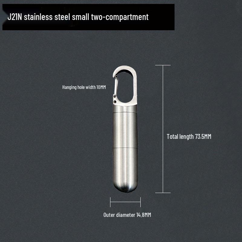 

Водонепроницаемый брелок-контейнер для таблеток из нержавеющей стали - Портативный многосекционный EDC-органайзер.