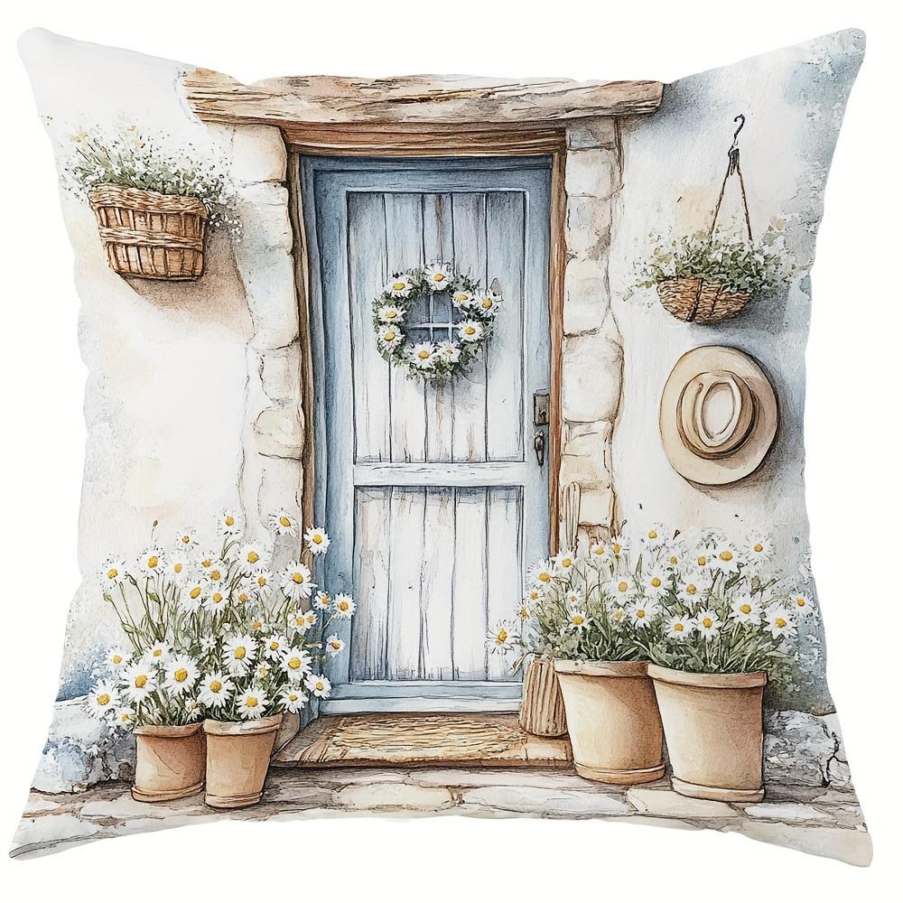 Vibrant Wildflower & Butterfly PillowcasesLiving Room Sofa Cushion Cover, Soft and Comfortable, Bedroom Room Decoration