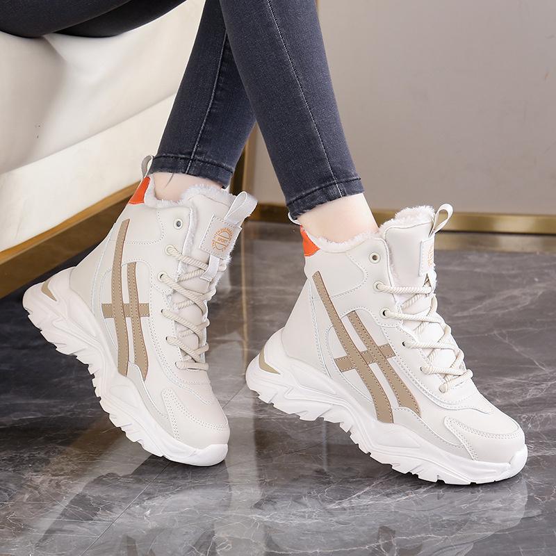 Fashion New Women's Snow Boots Fleece-Lined Warm Trainers Soft Cushioning Casual Trainers for Women Versatile Cotton Shoes