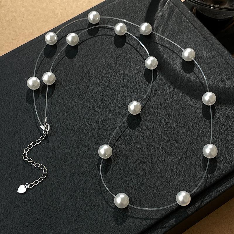 S925 Silver Mermaid Pearl Necklace - Luxurious French Starry Sky Layered Clavicle Chain