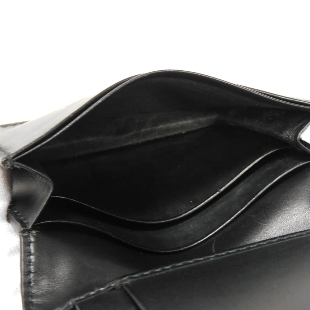 Used 9539 Guccissima Card Holder 779844 CWC1N 4009 7946 Bifold Flap Gusset Compartment with GG Embossing Black Men's