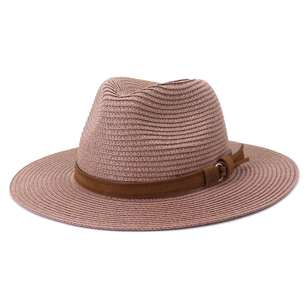Cappello di Paglia Giallo Cappello Estivo da Donna Stile Britannico Cappello Panama Cappello Fedora a Tesa Larga Sombrero a Tesa Larga Berretto da Donna 56-58cm Viola Nuovo