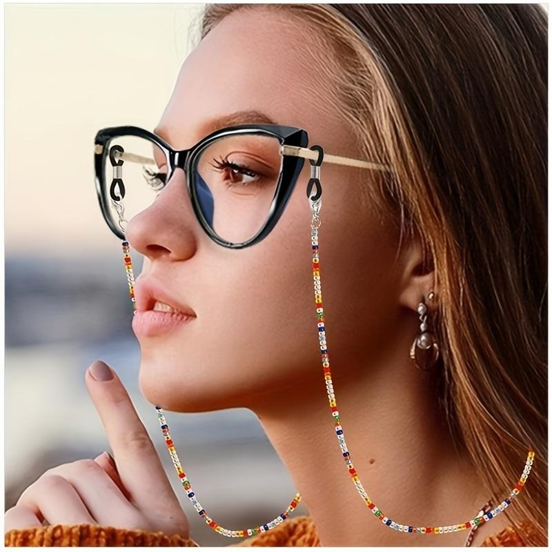 Boho Beaded Glasses Lanyard Strap, Adjustable Anti-Slip Fashion Eyewear Retainer for Reading Glasses and Face Masks