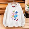 Casual kids hooded sweatshirt featuring fun star decorated cartoon hedgehog art, soft fabric for playtime, daily sports and weekend outdoor trips.