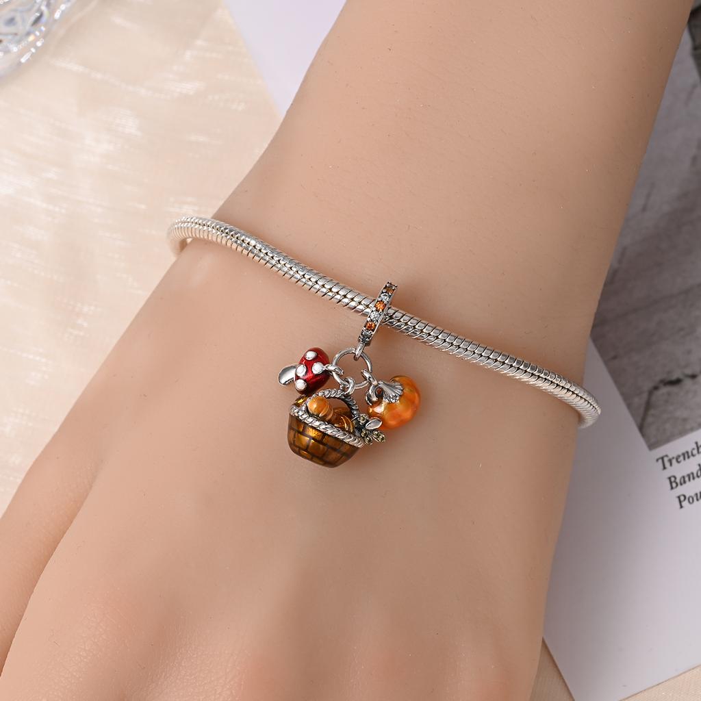 Autumn Style Copper Autumn Leaf Pumpkin Bee Pendant Beads Fit Diy Bracelet Necklace Matching Seasonal Gifts