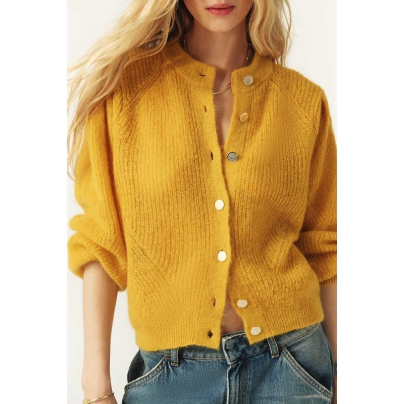 Womens Raglan Sleeve Knit Cardigan Crew Neck Soft Slim Fit Sweater Versatile Warm Outerwear