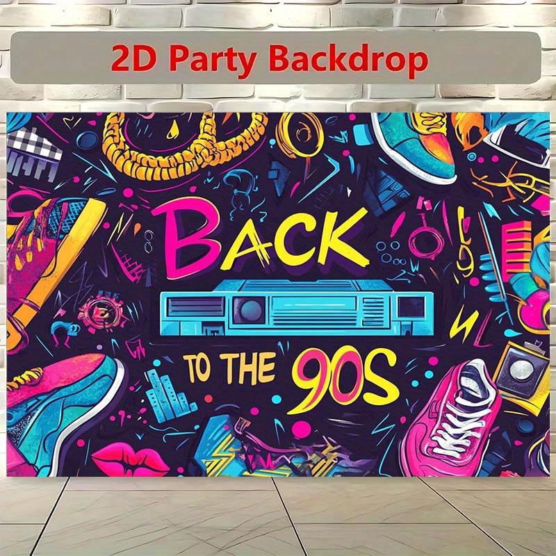 2D Plane, 1 Piece of Retro 90s Party Backdrop Banner, Suitable for Photo Booths and Nostalgic Events, Disco Party Decoration