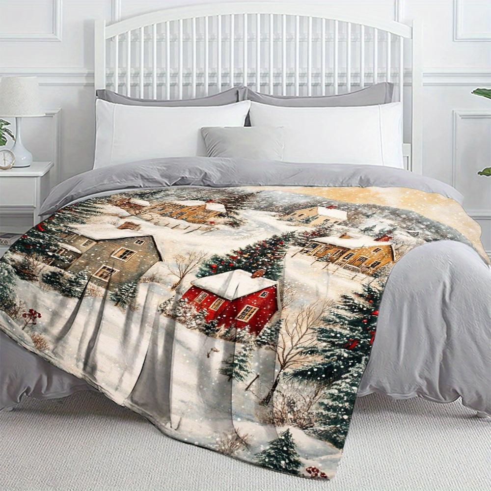 Cozy Winter-Themed Flannel Throw Blanket - Soft, Lightweight & Durable for Sofa, Bed, Travel & More - Perfect Gift for Family